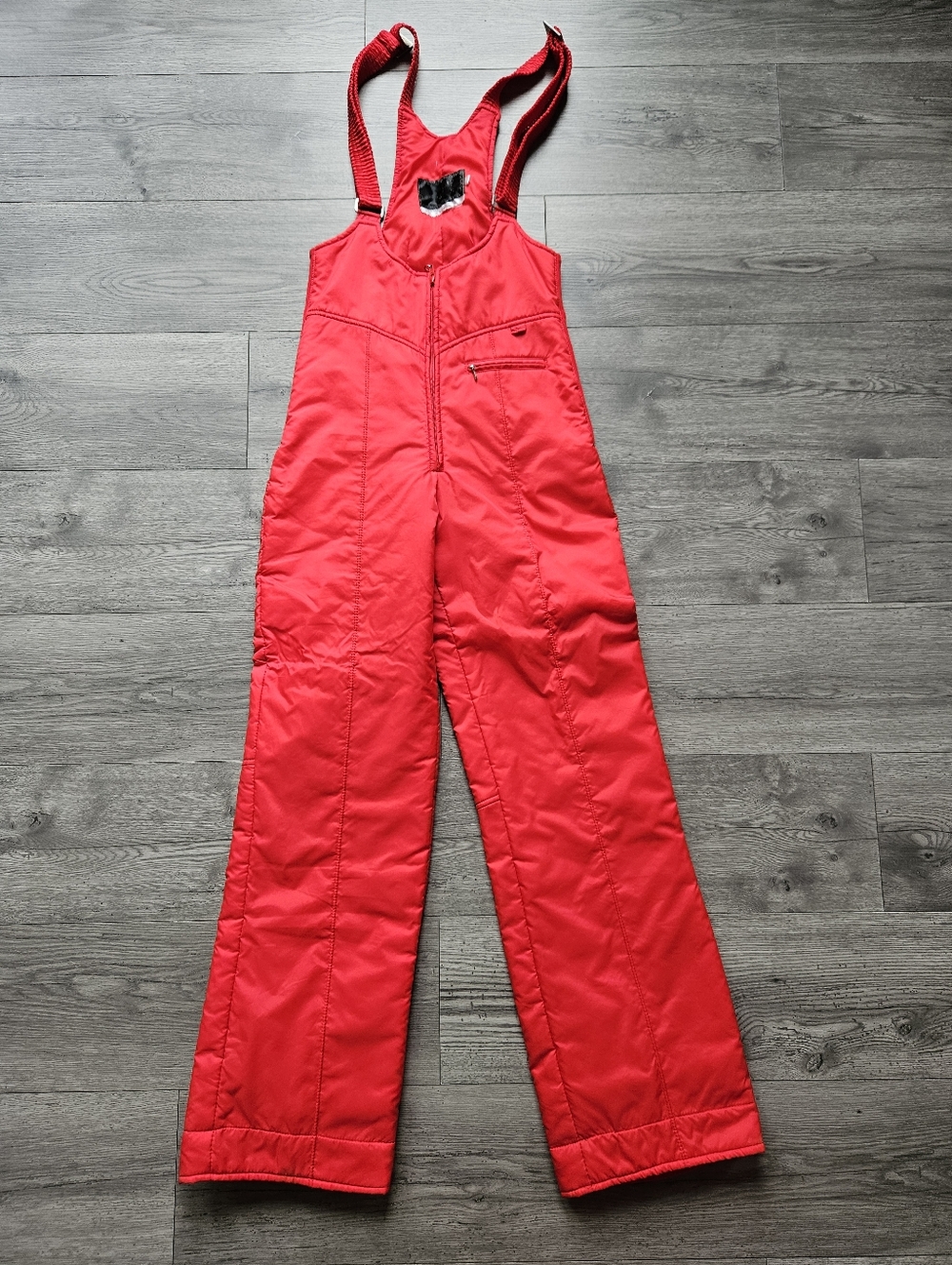 Vintage Red Insulated Ski Bibs - Size 10